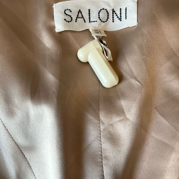 Saloni Jen Gold Satin High Low Sleeveless Cocktail Dress Size 4 - Picture 8 of 11